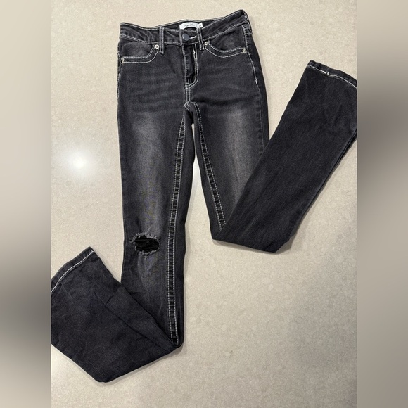 Rue21 Black Distressed Straight Leg Jeans #0038 - Picture 1 of 5